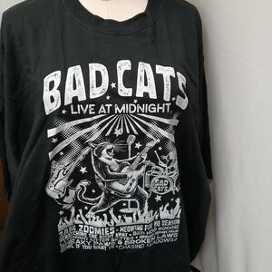 Black 'Bad Cats Live at Midnight' Graphic T-Shirt